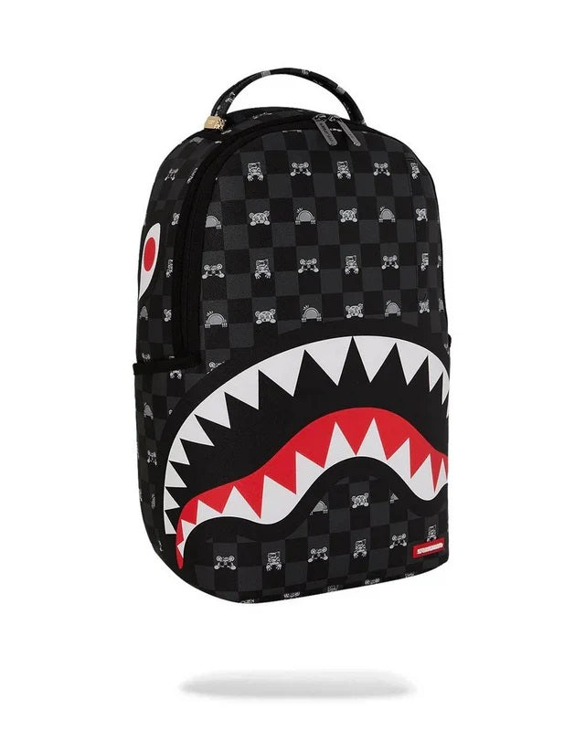 Gray Peeking Character Check Backpack
