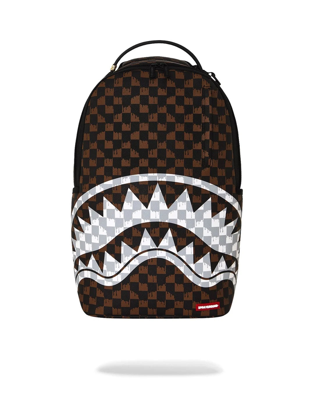 Zaino Sprayground Brown And Cream Drip Check Shark Backpack