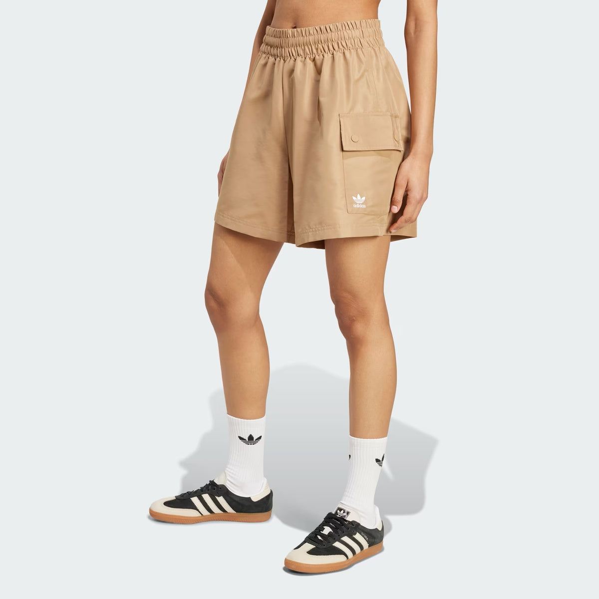 ESSENTIALS WOVEN HIGH-WAIST CARGO SHORTS